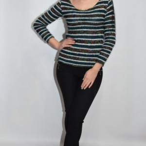 Bluza tricotata,model multicolor ,nuanta de verde - Img 3