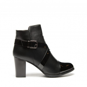 Botina casual, culoare neagra, cu aspect mat si detalii lucioase - Img 2