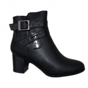 Botina casual de culoare neagra din piele ecologica captusita