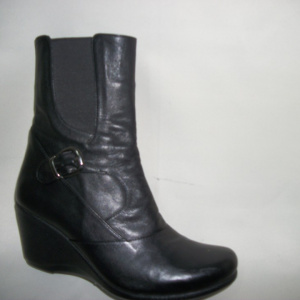 Botina casual, neagra cu elastic lat pe exterior si fermuar - Img 2