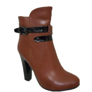 Botina de toamna, model casual pe culoare maro, cu toc inalt - Img 2