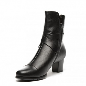 Botina tinereasca cu design de curele incrucisate, pe negru - Img 2