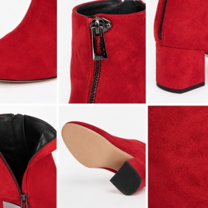 Botine Chesy accesorizate cu fermuar la spate,nuanta de rosu - Img 5