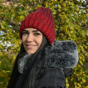 Caciula visinie de toamna-iarna, din material gros cu design clasic - Img 3