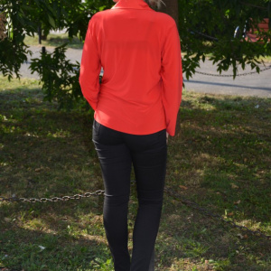 Camasa casual cu maneca lunga, rosie, cu guler din saten - Img 4