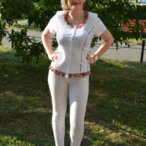 Camasa cu aspect creponat, din bumbac, cu model brodat - Img 2