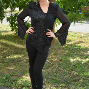 Camasa eleganta, de culoare neagra, cu maneci evazate - Img 5