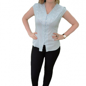 Camasa la moda de culoare albastra, material subtire de vara - Img 1