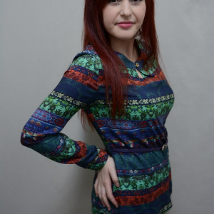 Camasa trendy cu guler mic rotund si maneca lunga, multicolor - Img 5