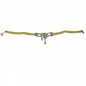 Chocker dama din catifea cu insertii de strasuri,verde - Img 1