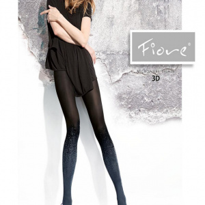 Ciorap pantalon din microfibra, culoare neagra cu model albastru - Img 3