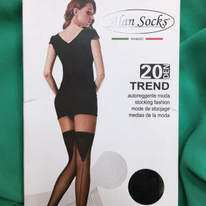Ciorap rafinat cu banda, de culoare neagra cu model in spate - Img 2
