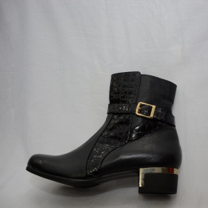 Cizma moderna, neagra cu inserti aurii pe toc BO-2256-LK - Img 4