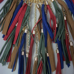 Colier chic din lant auriu cu model tip cascada de snur multicolor - Img 4