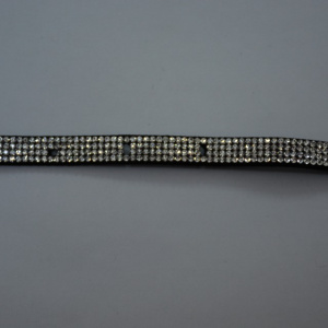 Curea ingusta de dama, material negru flexibil cu cristale argintii - Img 6
