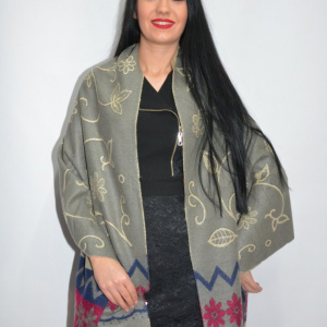 Esarfa tip sal casual de iarna cu modele ,nuanta gri - Img 3