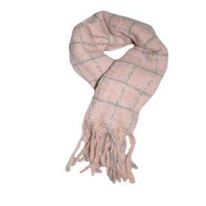 Fular dama Dalma ,model cu patratele,pudra - Img 1