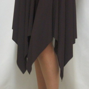 Fusta rafinata, scurta, de culoare maro, cu design asimetric - Img 2