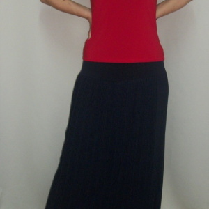 Fusta simpla, chic, cu design de pliuri, in nuanta de bleumarin - Img 8