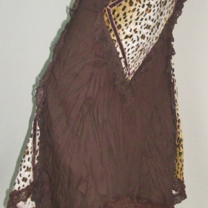 Fusta sofisticata, model lung, in nuante de maro si crem - Img 2