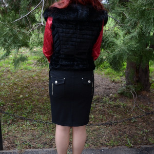 Fusta tinereasca, de culoare neagra, din material elastic gros - Img 6