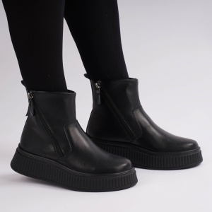 Ghete Imblanite Piele Naturala Talpa Comoda Negru - Img 3