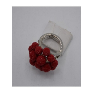 Inel fashion foarte usor, reglabil, decorat cu perle lucioase argintie, respectiv rosu - Img 4