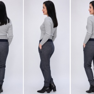 Pantalon casual Ianna cu snur ,gri - Img 2