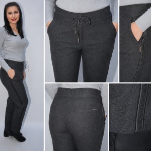 Pantalon casual Jeniffer cu model pe picior ,gri - Img 3