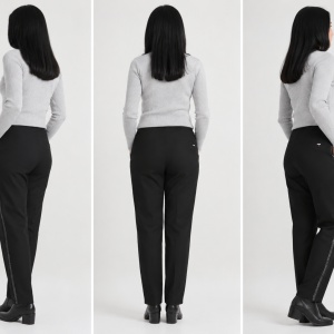 Pantalon casual Jeniffer cu model pe picior ,negru - Img 2