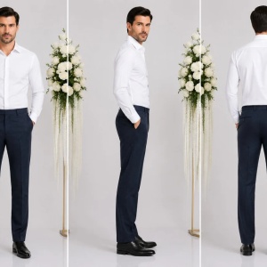 Pantalon casual pentru barbati, la dunga, nuanta de bleumarin - Img 2