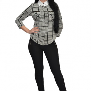Pantalon casual si elegant cu insertii ,nuanta neagra - Img 1