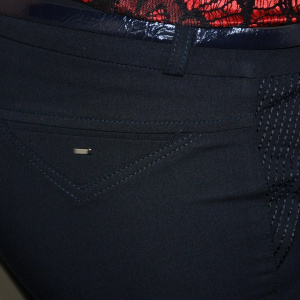 Pantalon clasic, culoare bleumarin, design de cusaturi aplicate - Img 5