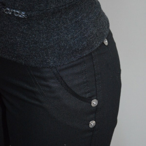 Pantalon cu buzunare apretate, nuanta de negru, fermoar - Img 3
