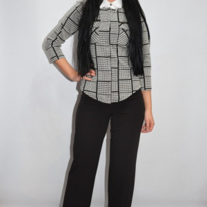Pantalon de zi cu aplicatii de voal,nuanta neagra - Img 4