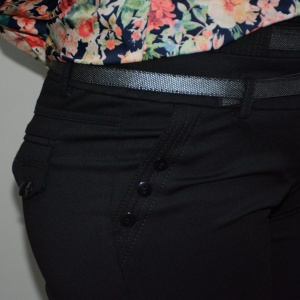 Pantalon fashion, model cu talie inalta, de culoare neagra - Img 4