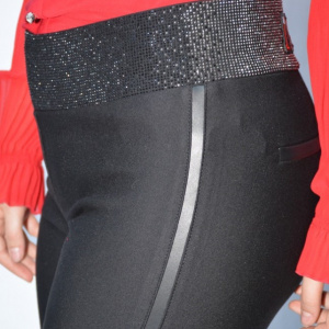 Pantalon Janette cu insertii de strasuri negru-argintiu,nuanta de negru - Img 8