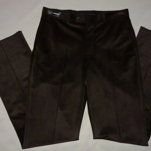 Pantalon la dunga, de culoare maro inchis, cu model in tesatura - Img 4