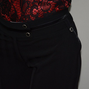 Pantalon lejer din stofa neagra, masura mare, model usor evazat - Img 3