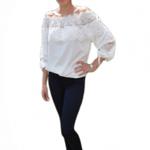 Pantalon lung cu croi conic, din material subtire, bleumarin - Img 1