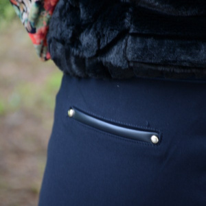 Pantalon lung masura mare, de culoare bleumarin, cu dunga in fata - Img 6