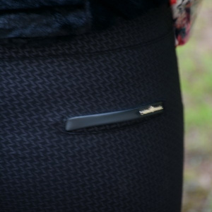 Pantalon negru cu imprimeu in tesatura, model casual masura mare - Img 7