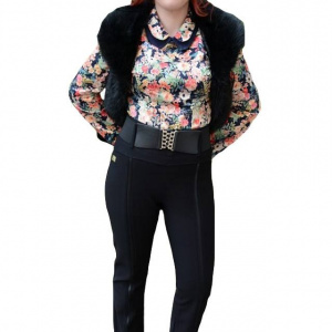 Pantalon rafinat din material elastic de nuanta neagra, cu curea - Img 1
