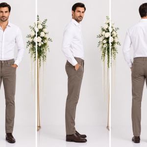 Pantalon simplu de barbati, de culoare maro, cu buzunare clasice - Img 2