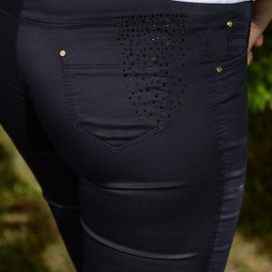 Pantalon tineresc de primavara-vara, bleumarin, model lung - Img 6
