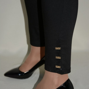 Pantalon tineresc, negru, strasuri fine si lucioase aplicate - Img 5