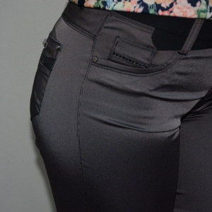 Pantalon trendy,design modern, insertii de cusaturi, nuanta gri - Img 4