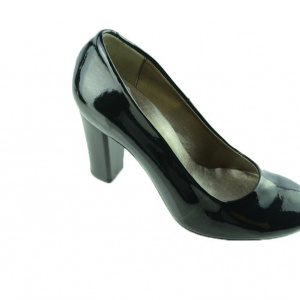 Pantof clasic cu toc inalt, de culoare neagra, cu varf rotund - Img 5