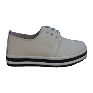 Pantof clasic tip sport, de culoare alba, model tineresc cu siret