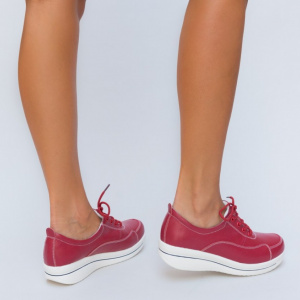 Pantof confortabil de culoare rosie din piele naturala - Img 3